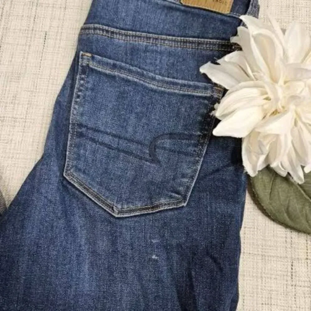 American Eagle Super Hi-Rise Jegging Crop Womens Blue Denim‎ Jeans Size 4